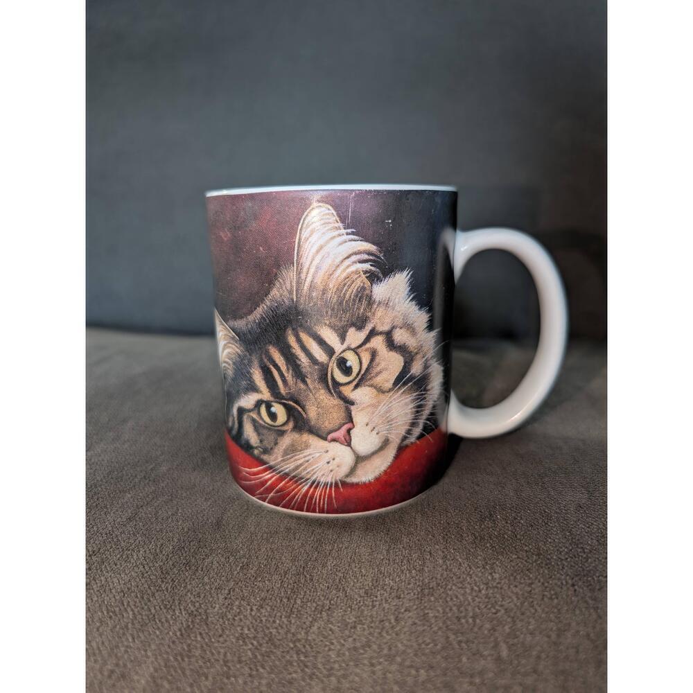 Lang And Wise Black Ceramic Mug Cat Print